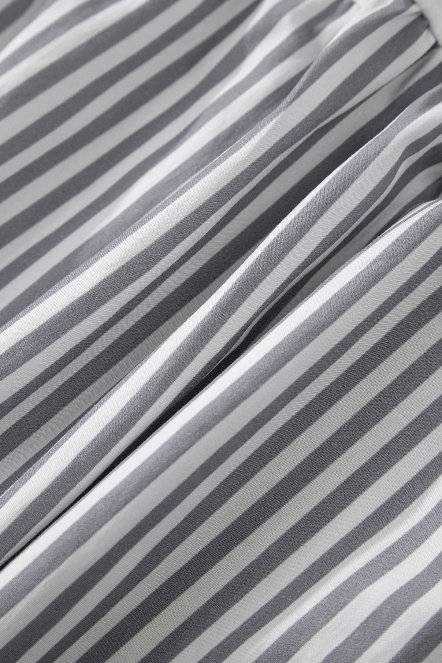 Gray Stripe Half Button Gauze Patchwork Bracelet Sleeve Babydoll Blouse