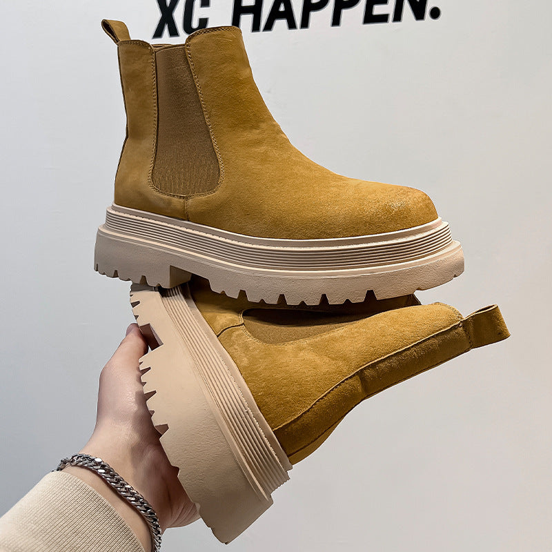 Chelsea Men's Low-top Smoke Pipe Platform Martin Boots