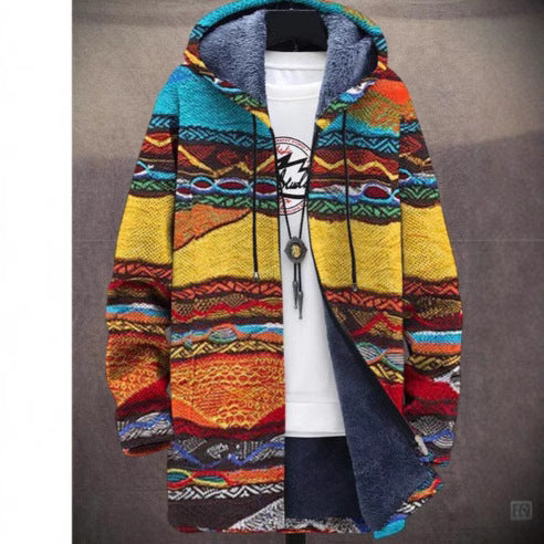 Men's 3D Personalized Printing Fashion Warm Hooded Jacket