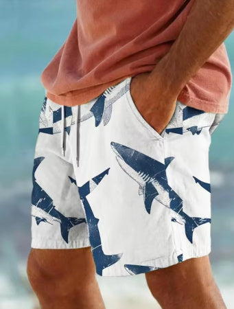 Fashion Personality 3D Shark Printed Beach Shorts Men