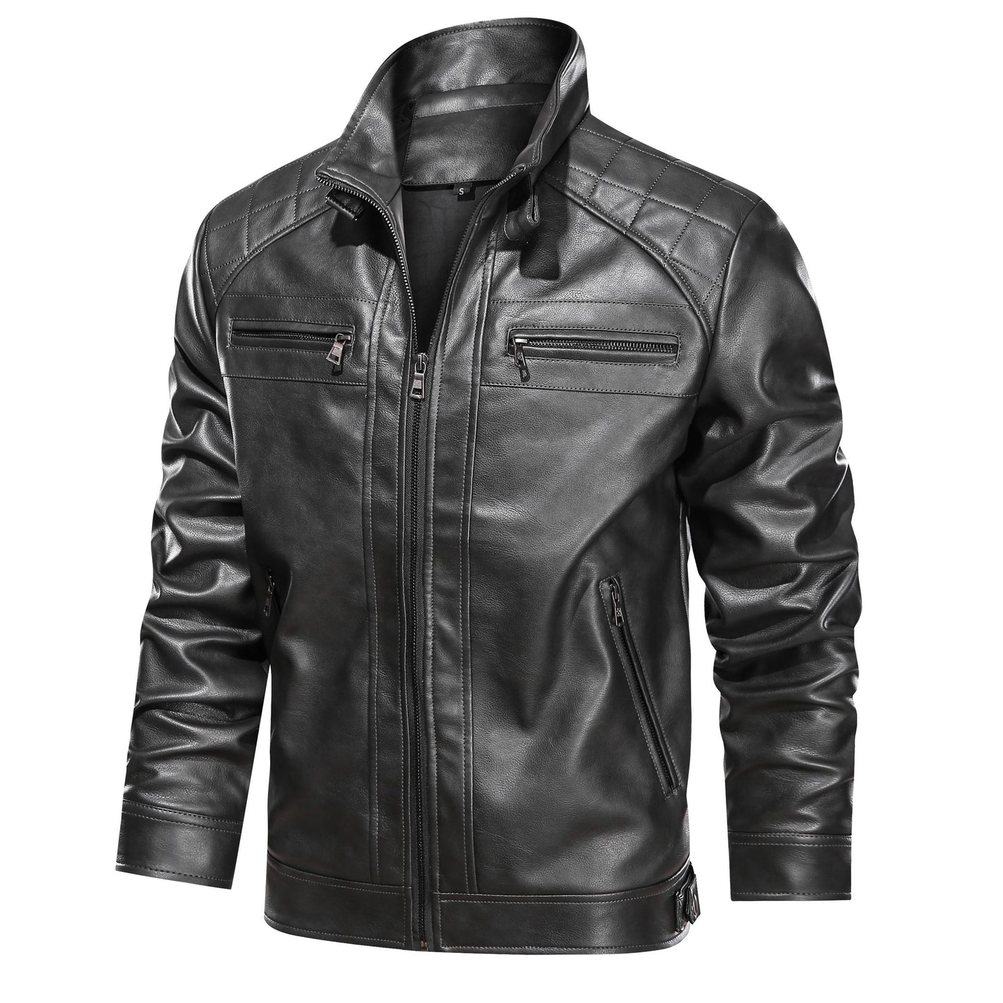 Men's Faux Leather Cafe Racer Jacket