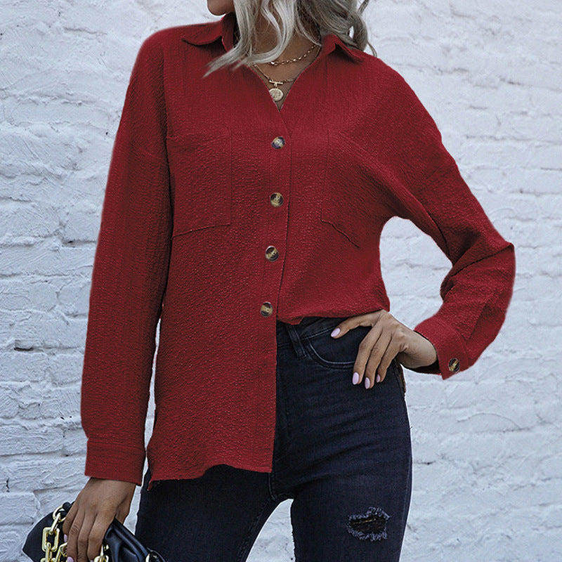 Long Sleeve Lapel Office Button Shirt