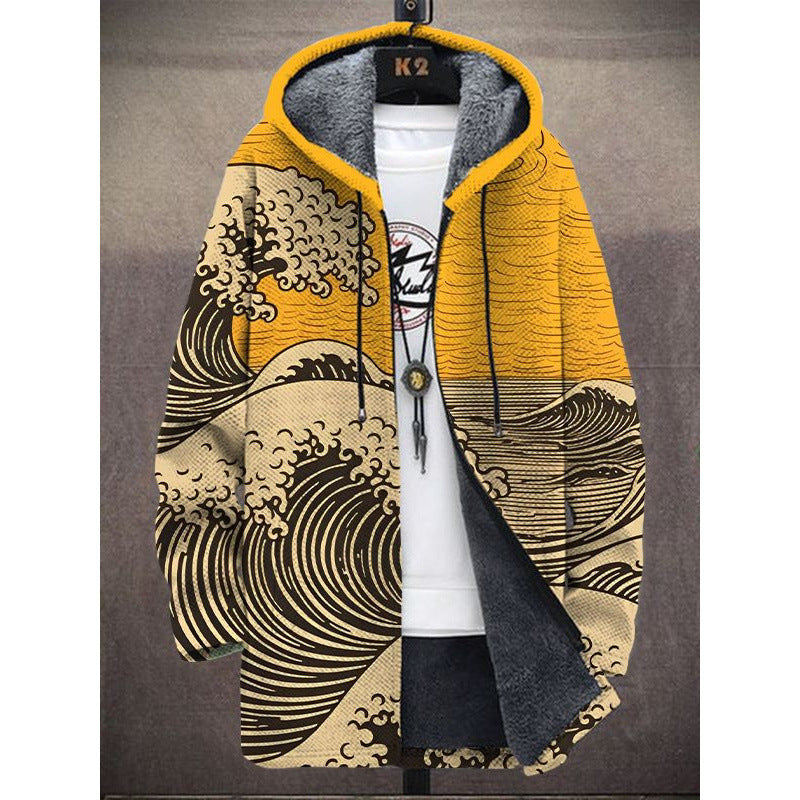 Men's 3D Personalized Printing Fashion Warm Hooded Jacket