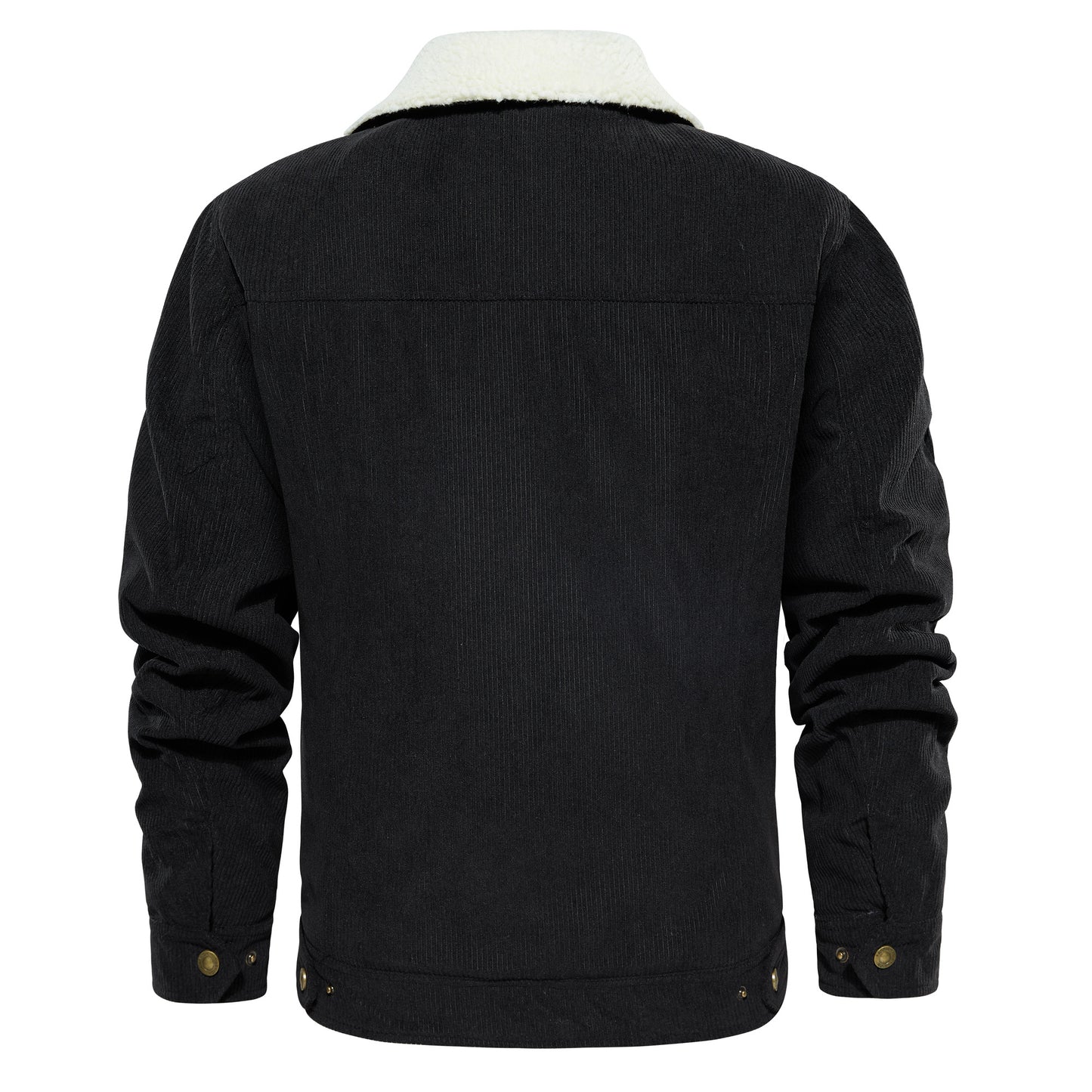 Men's Corduroy Jacket Winter Sherpa Lined Warm Thick Trucker Cargo Coat With 5 Pockets