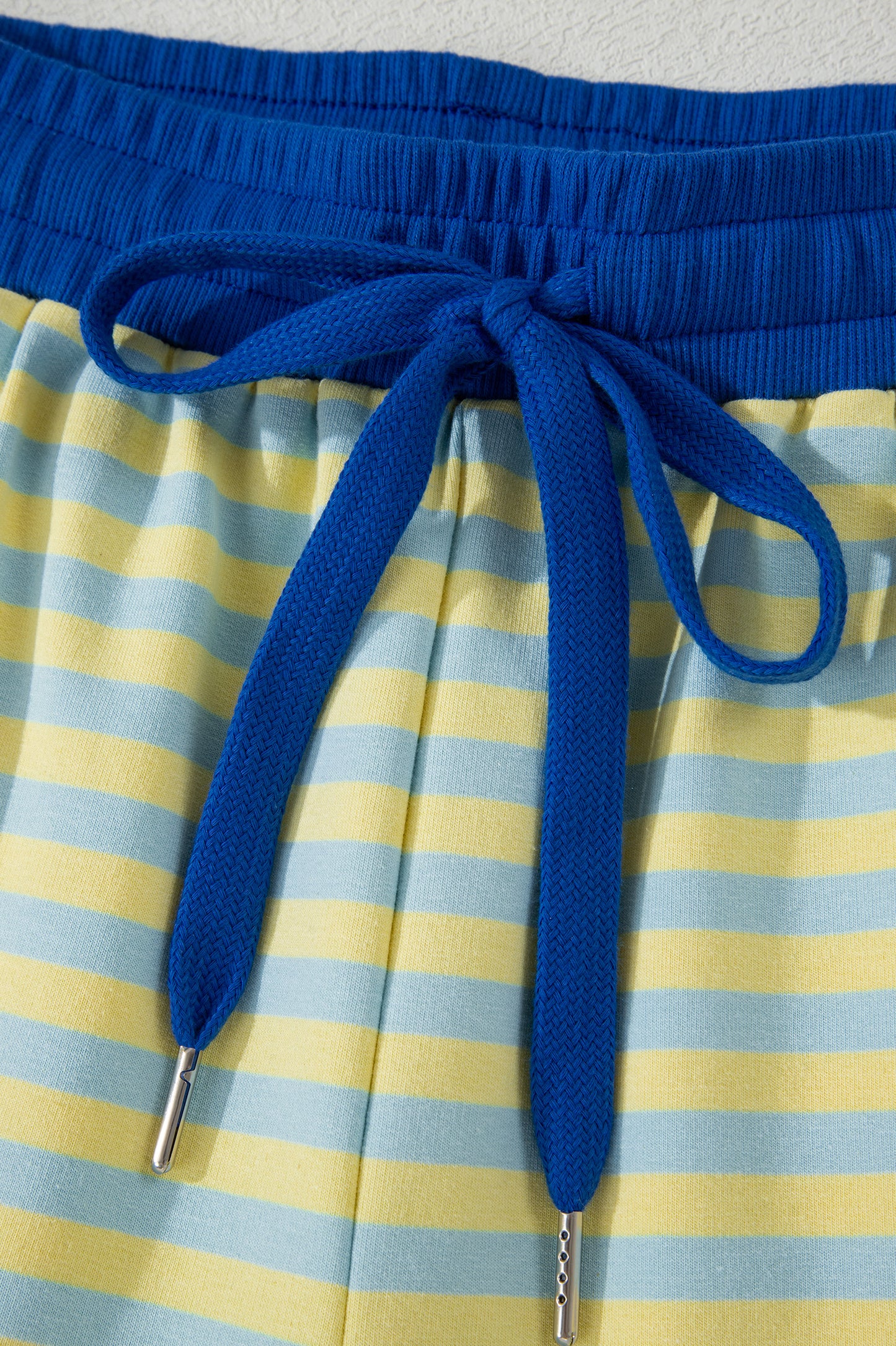 Rose Stripe Drop Shoulder Boxy Casual Terry Short Set