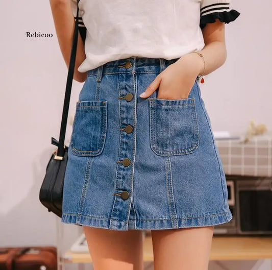 https://ae01.alicdn.com/kf/H75e3294805c8498eb956698d08715941a/Denim-Skirt-High-Waist-A-Line-Mini-Skirts-Women-2021-Summer-New-Arrivals-Single-Button-Pockets.jpg