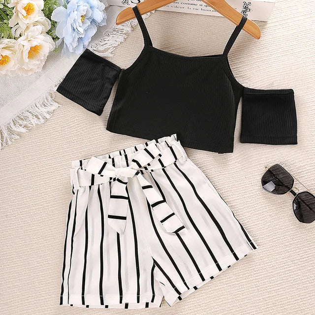 https://ae01.alicdn.com/kf/Sd3aab7620891414d9a4c253e15730ecfu/Girls-Set-Summer-Casual-Style-Polyester-Strap-Off-Shoulder-Solid-Short-Sleeves-and-Striped-Belt-Shorts.jpg_640x640.jpg