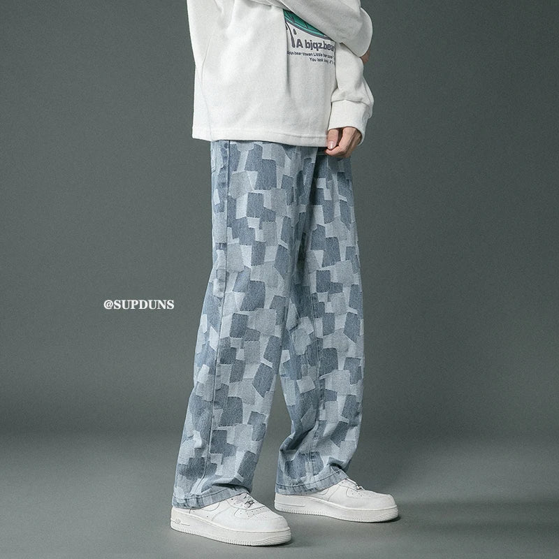 https://ae01.alicdn.com/kf/S3f27954eb51f4e5186b875bf79112666r/Men-Jeans-Straight-Leg-Fitted-Baggy-Jeans-Blue-Black-Plaid-Tie-Denim-Pants-Washed-soft-Comfort.jpg
