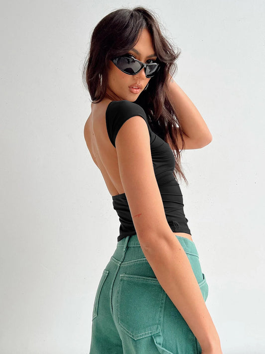 Sexy half-high collar women's T-shirt
