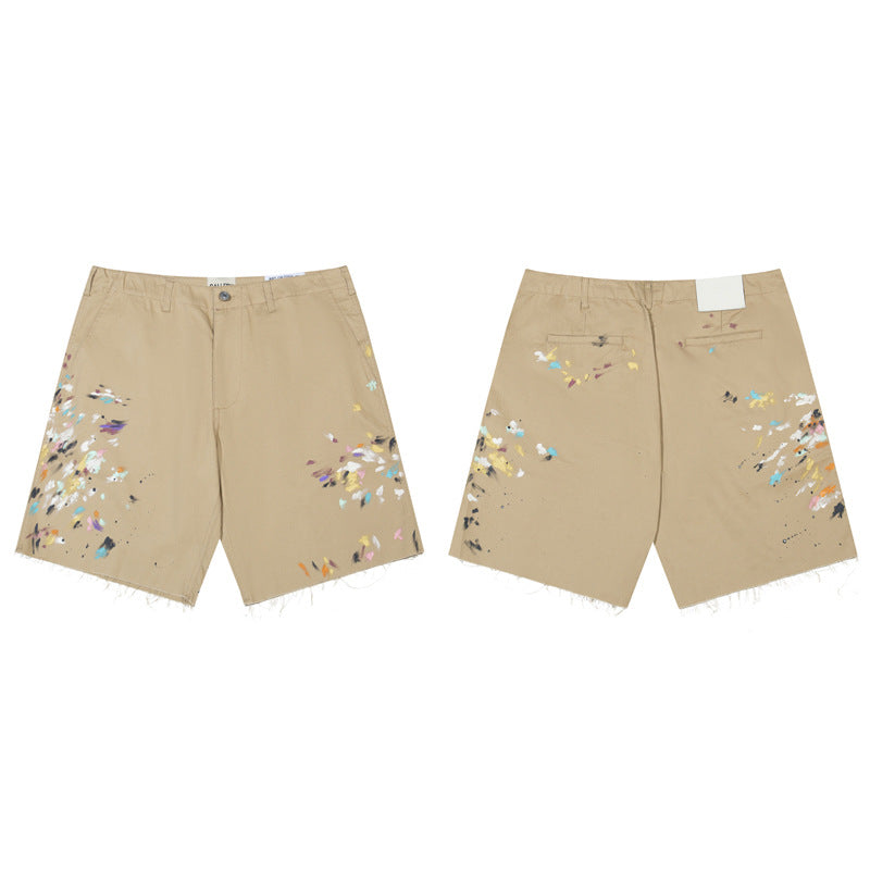 Paint-splashing Style Graffiti Camouflage Stitching Shorts