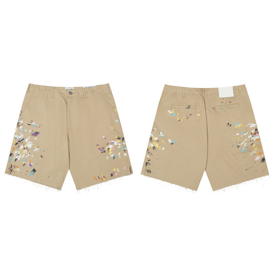 Paint-splashing Style Graffiti Camouflage Stitching Shorts