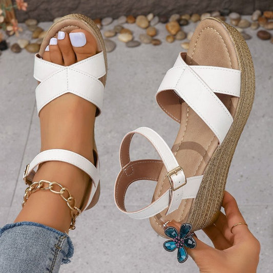 Wedge Women's Plus Size Peep Toe Buckle Platform Buckle Sandals