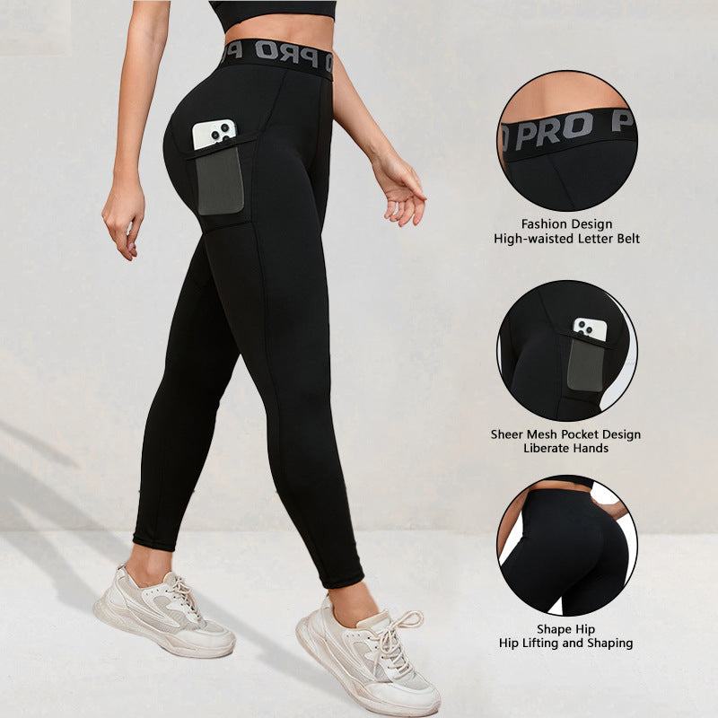 Elastic Quick-drying Women's Pocket Yoga Pants