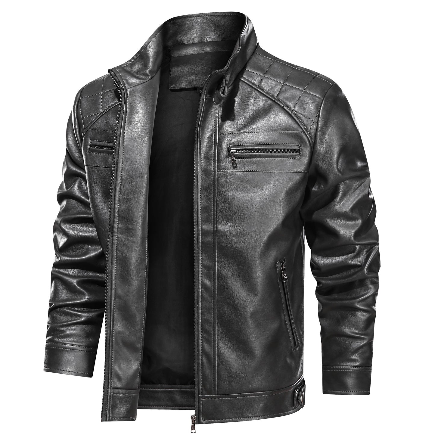 Men's Faux Leather Cafe Racer Jacket