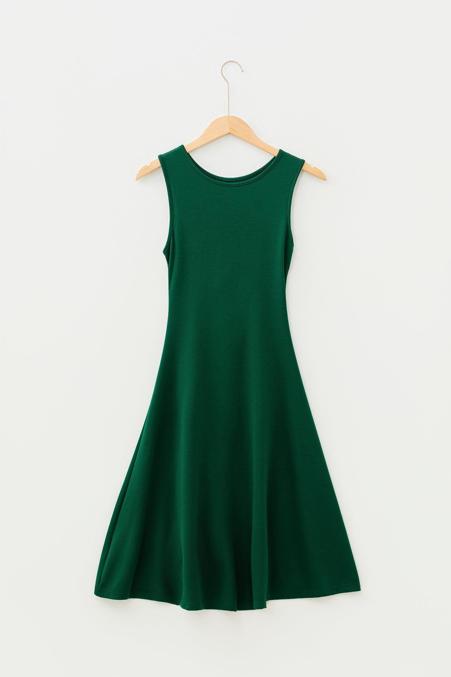 Blackish Green Solid Color Round Neck Ruched Detail Sleeveless Mini Dress