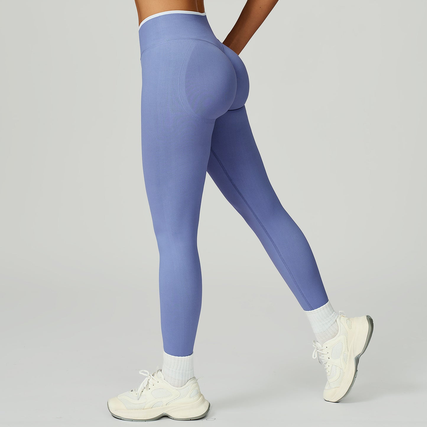 Sports Running Fitness Contrast Color Binding High Waist Slim Pants