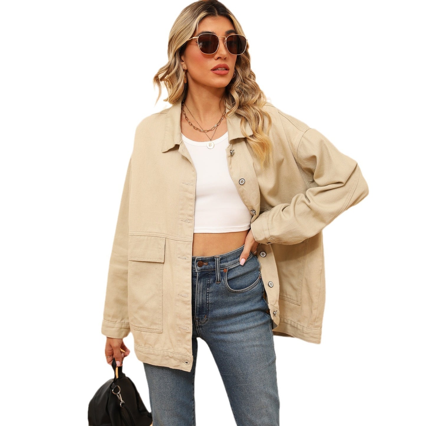 Retro Classic Loose Denim Casual Coat Top Women