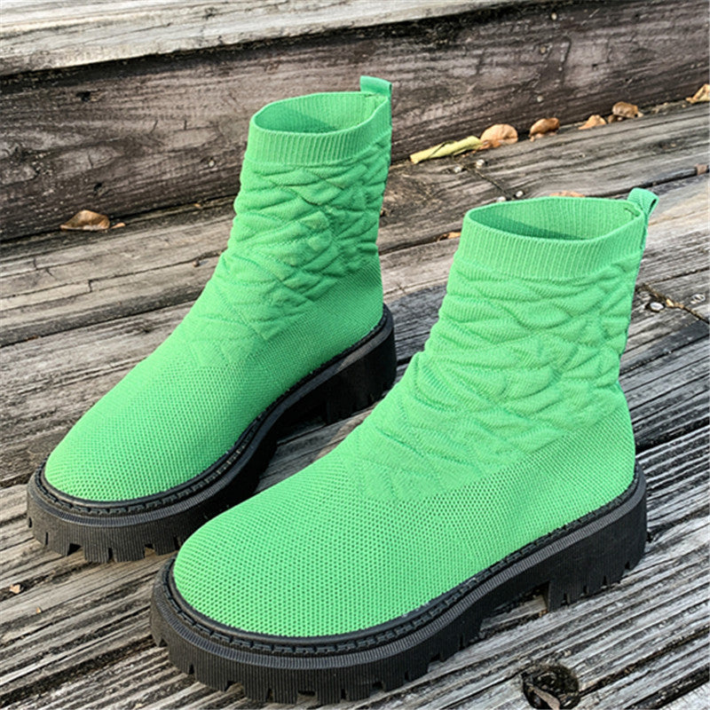 Women's Thick Heel Solid Color Casual And Comfortable Martin Boots