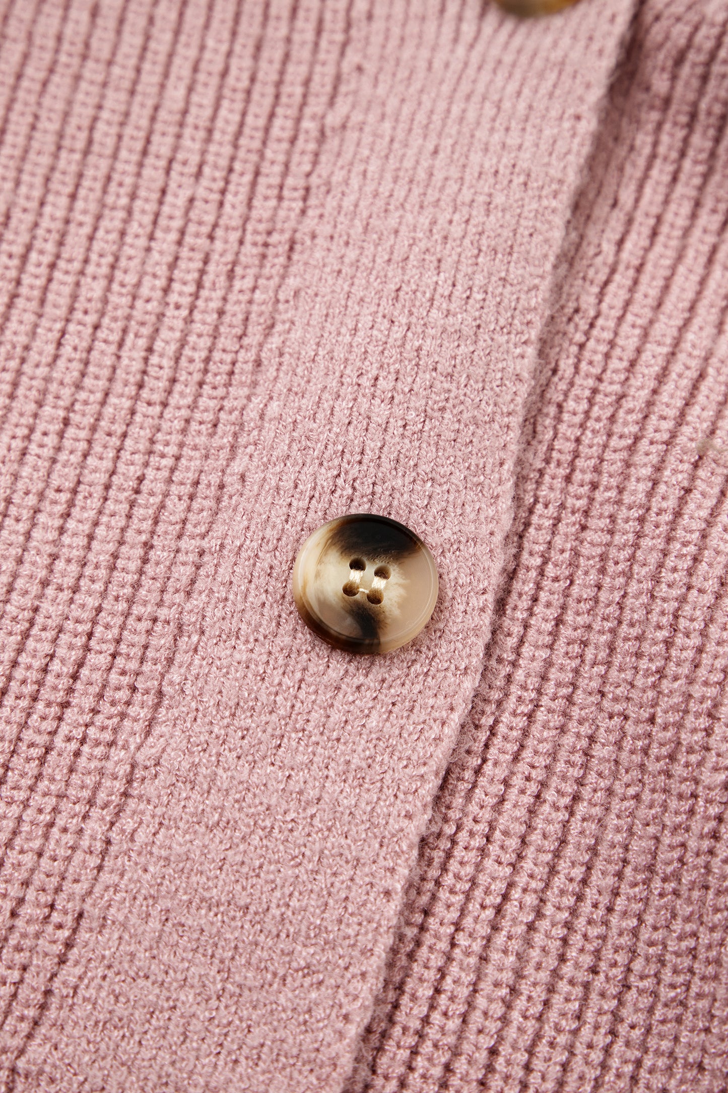 Light Pink Mixed Texture Knit Button V Neck Sweater Cardigan