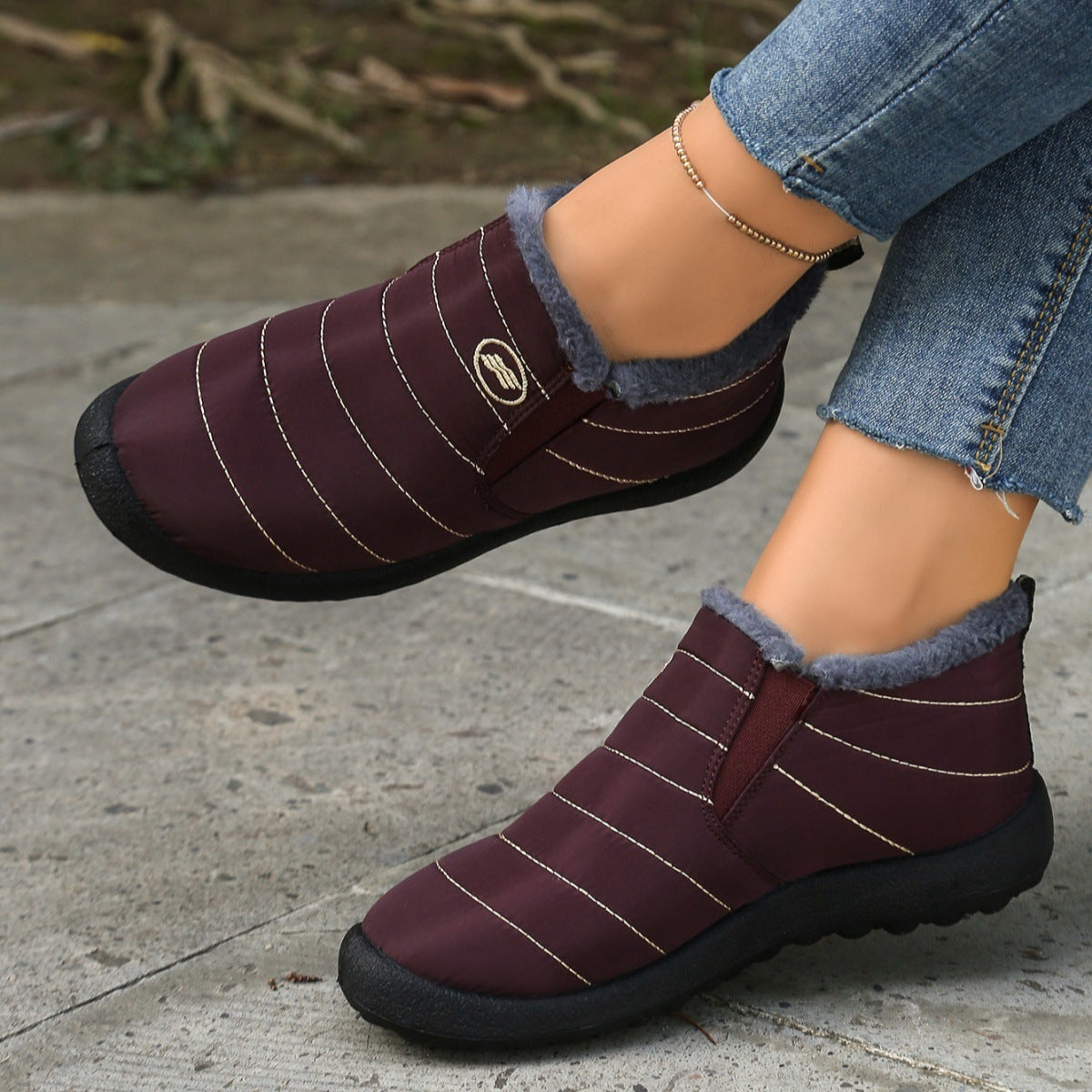 Plus Size Cotton Boots Fleece Lined Padded Warm Keeping Casual Shoes