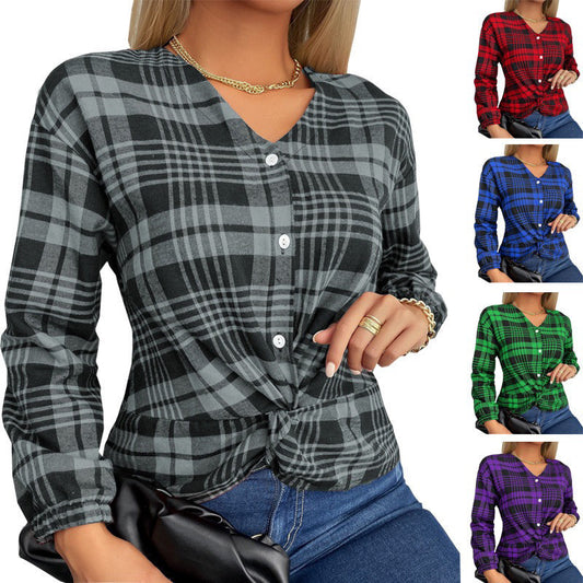 Women's Creative Plaid Casual Loose Shirt