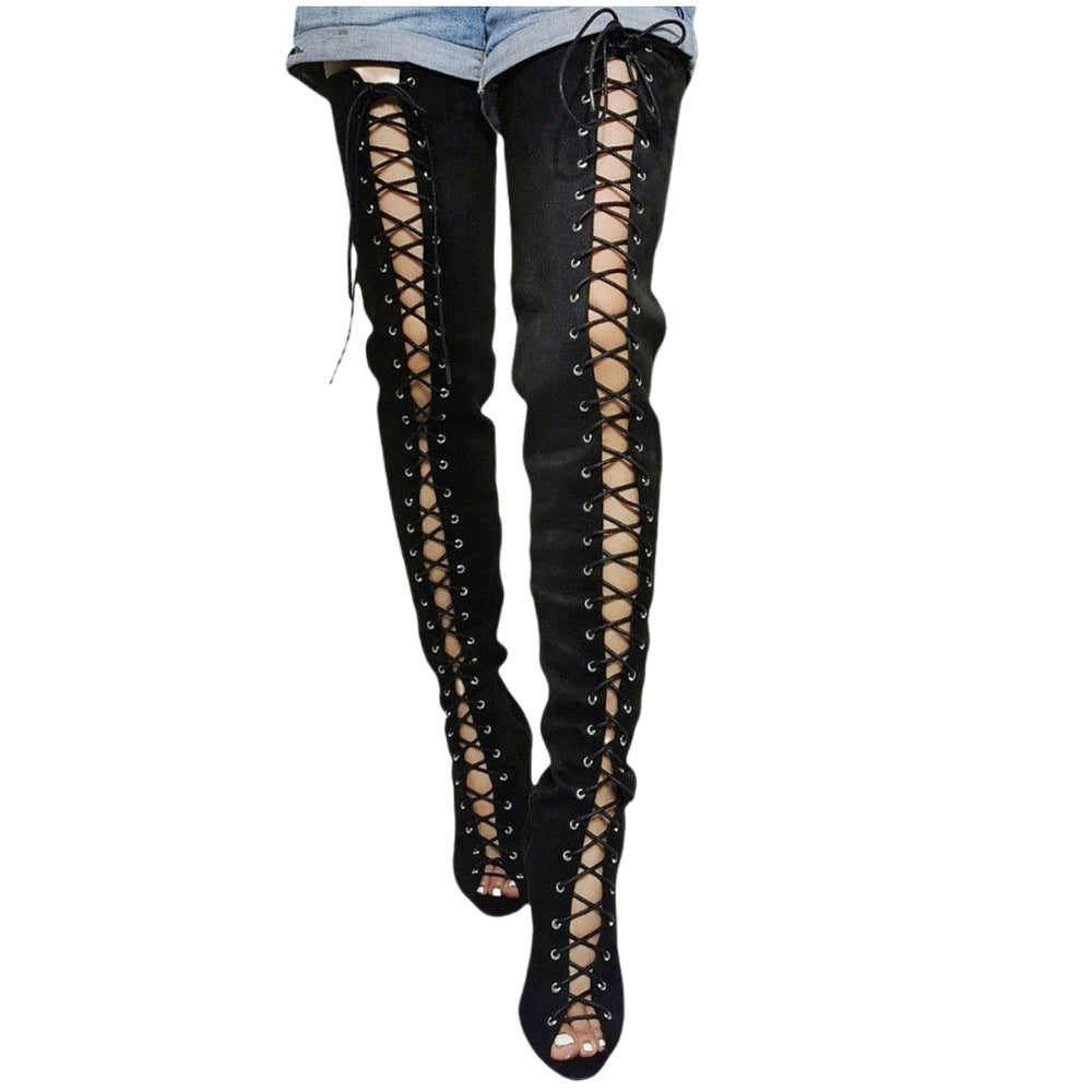Sexy Peep-toe Lace-up Stiletto Heel Women's Boots