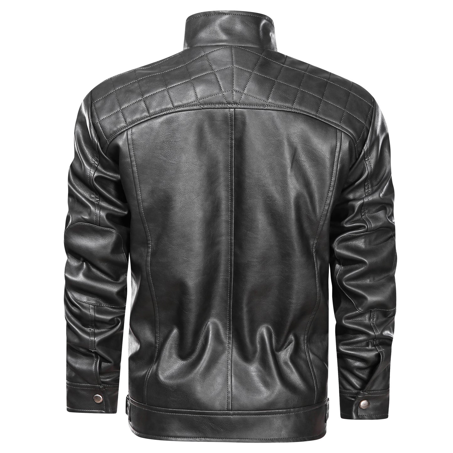 Men's Faux Leather Cafe Racer Jacket