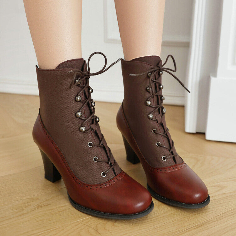 Retro British Style Cone-shaped Heel Martin Boots