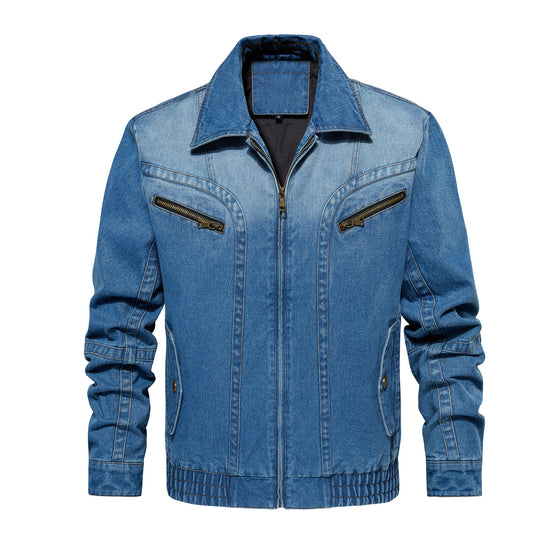 Men's Denim Jacket - Multi-Pocket Design, Spring & Autumn Outerwear