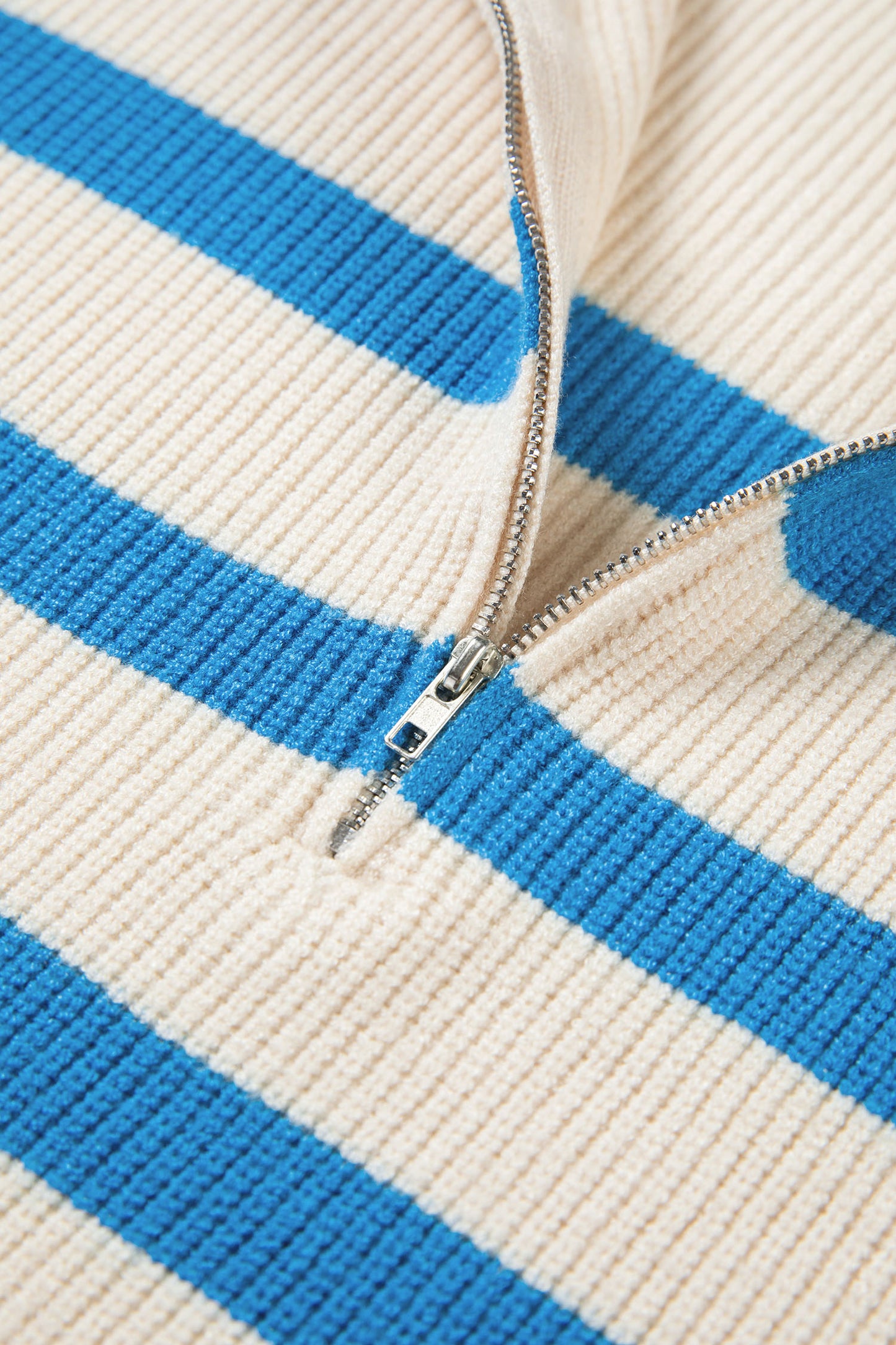 Light Blue Ribbed Half Zip Collared Sweater Vest