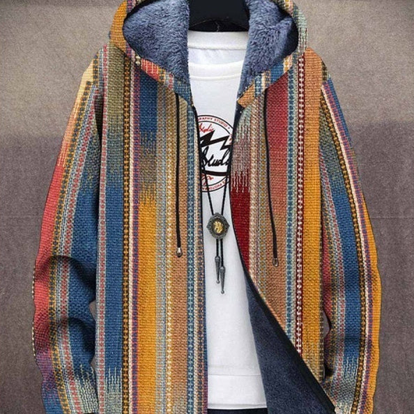 Men's Coat Printed Thickening Windproof Jacket Zipper Hooded