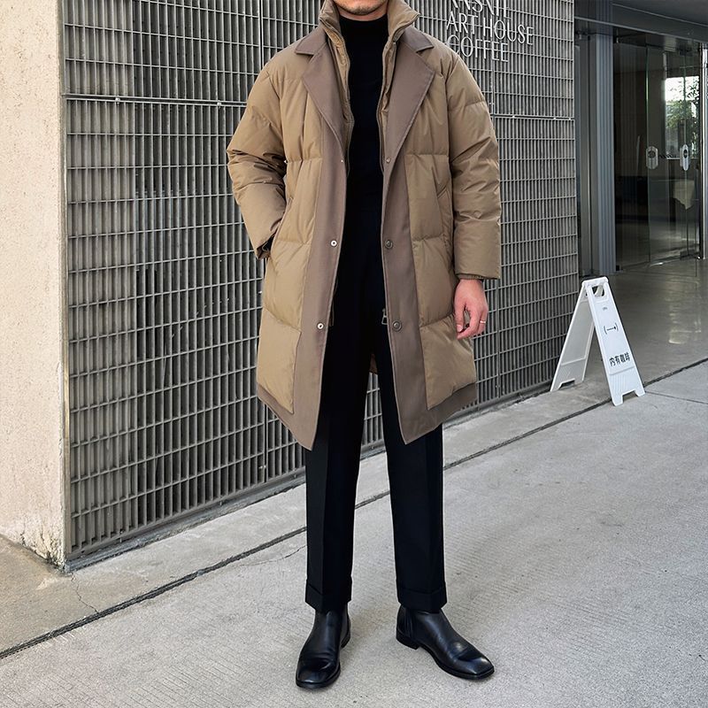 Retro Men's Mid-length Fake Two-piece Cotton-padded Jacket