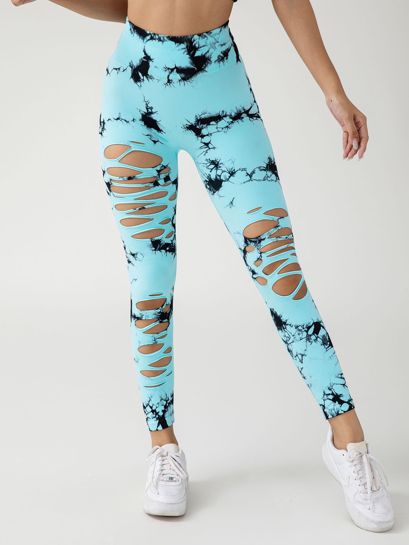 3 Pack New Style Hollow-Out Tie-Dye High-Waisted Tummy-Control Yoga Pants