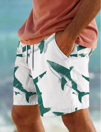 Fashion Personality 3D Shark Printed Beach Shorts Men